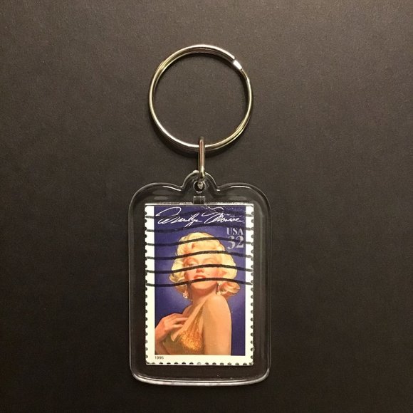 Marilyn Monroe Keychain - Recycled Postage Stamp Art, 32c - Picture 1 of 7